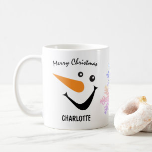 Caneca De Café Snowman Rindo Com Nariz Longo, Feliz Natal