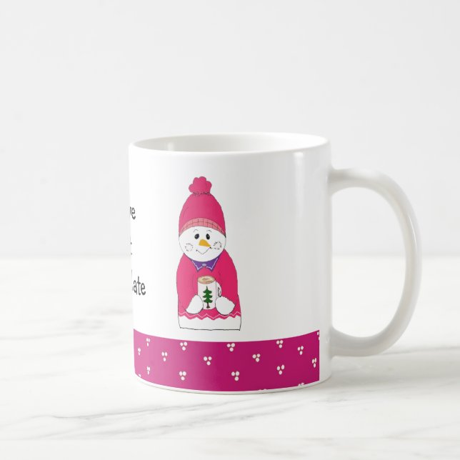 Caneca De Café Snowman, rosa e congelado, com chocolate quente (Direita)