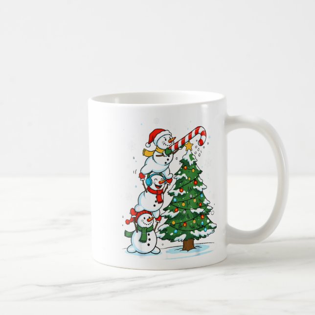 Caneca De Café Snowman Snowflake, Merry Christmas Tree, Xmas Holi (Direita)