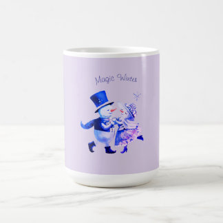 Caneca De Café Snowman & Snowgirl Dance - Winter Holidays Vintage