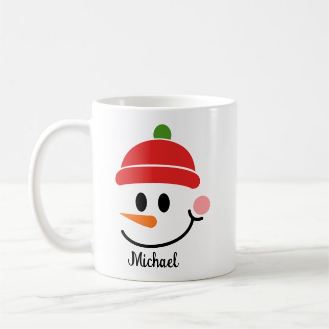 Caneca De Café Snowman sorridente encara canecas, presente de fer (Esquerda)