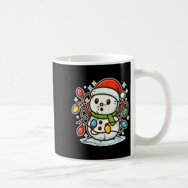 Caneca De Café Snowman Tangled In Holiday Lights Premium Tri-blen (Direita)
