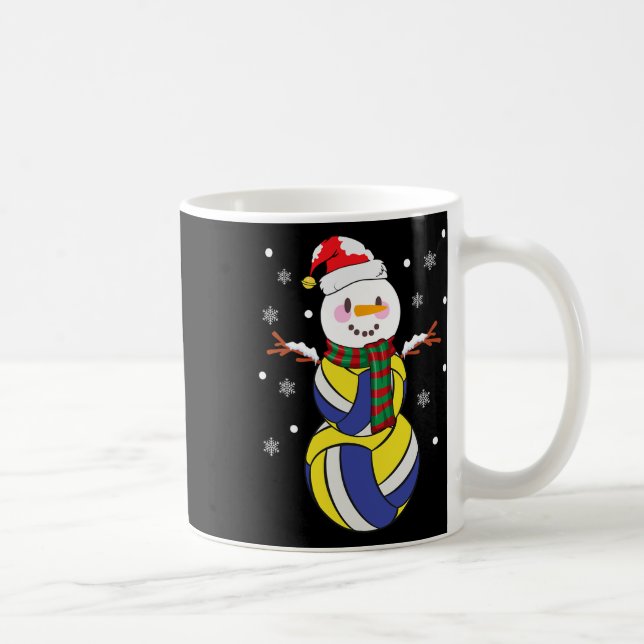 Caneca De Café Snowmanes de Natal Chuva de Voleibol (Direita)