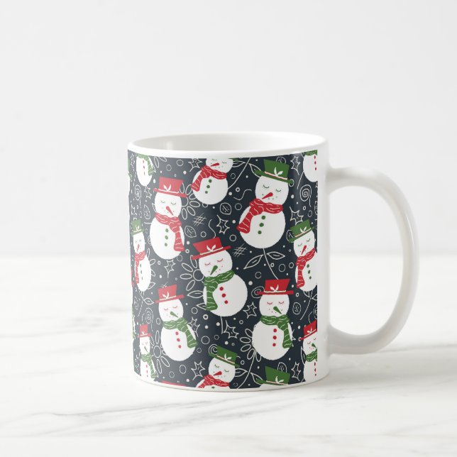 Caneca De Café Snowmen derretido - Padrão vermelho e verde de Nat (Direita)