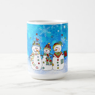 Caneca De Café Snowmen e Snowflakes