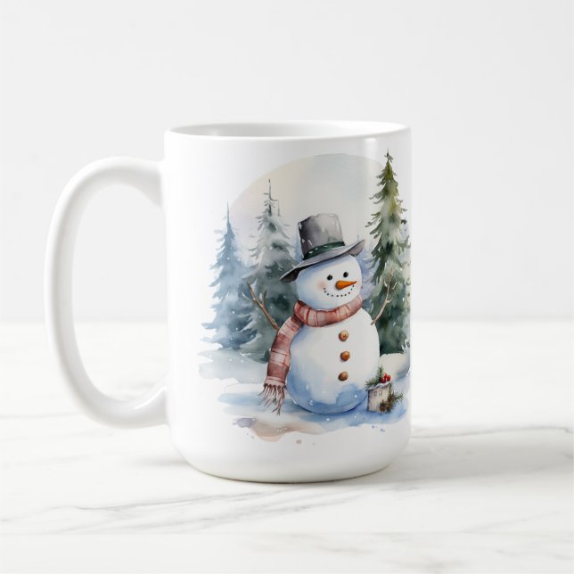 Caneca De Café Snowmen Pine Wood Winter Christmas Mug (Esquerda)