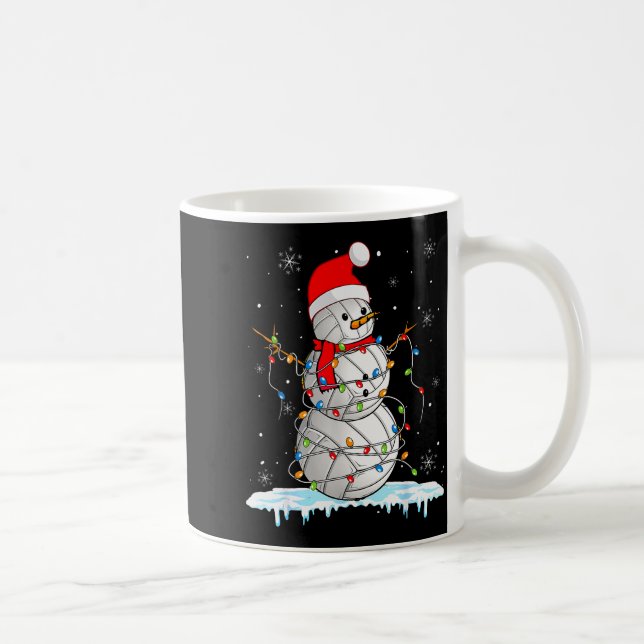 Caneca De Café Snowmies Santa Lights Christmas Snowman Volleyball (Direita)
