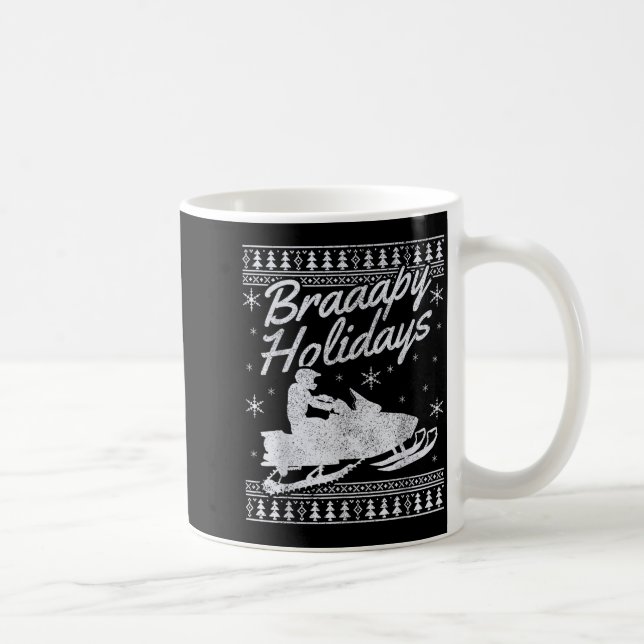 Caneca De Café Snowmobile Braapy Holidays Funny Braap Ugly Christ (Direita)