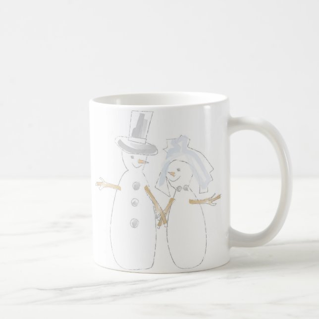 Caneca De Café Snowpeople Bride e Groom (Direita)