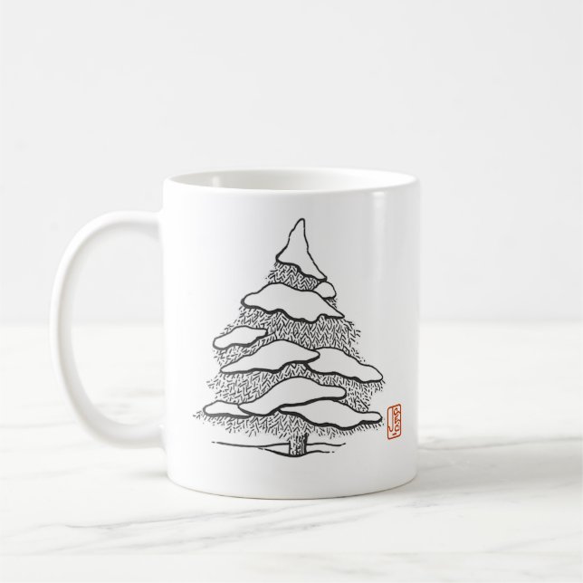Caneca De Café Snowy Evergreen Hot Cocoa Classic Mug (Esquerda)
