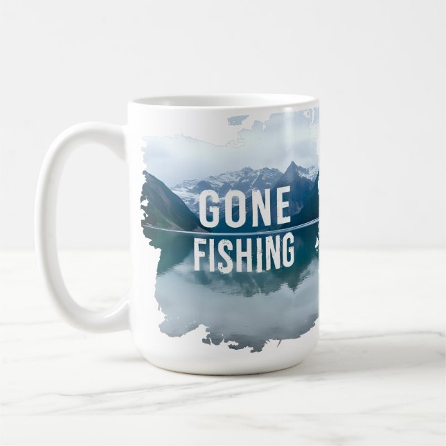 Caneca De Café Snowy Mountain Lake Partiu a Pesca (Esquerda)