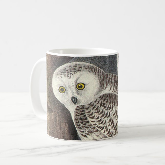 Caneca De Café Snowy Owl por Audubon (Frente Esquerda)