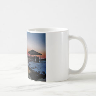 Caneca De Café Snowy Sunset no cais do lago de Arrohead
