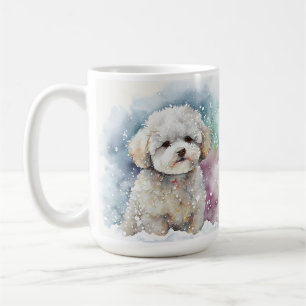 CANECA DE CAFÉ SNOWY WINTER BICHON FRISE DOG FACE