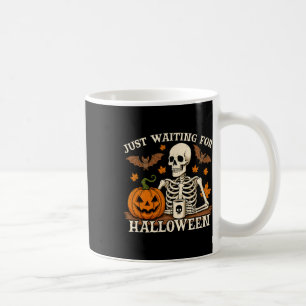 Caneca De Café Só Esperando O Halloween Jack Ou Lanterna Skeleto