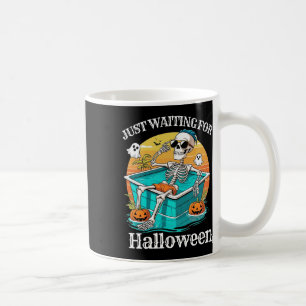 Caneca De Café Só Esperando Pelo Esqueleto Retro Engraçado Do Hal