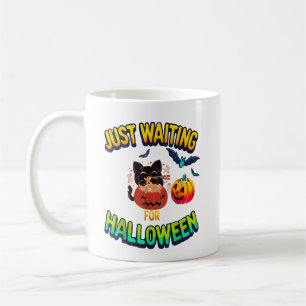 Caneca De Café Só esperando pelo Halloween Black Cat Van Gogh Sta