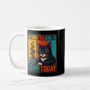 Caneca De Café Só Estou Falando Com Jesus Hoje Gato Preto Cristão