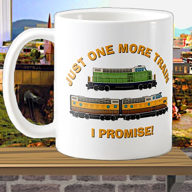Caneca De Café Só Mais Um Comboio, Eu Prometo! Locomotivas Diesel (Criador carregado)