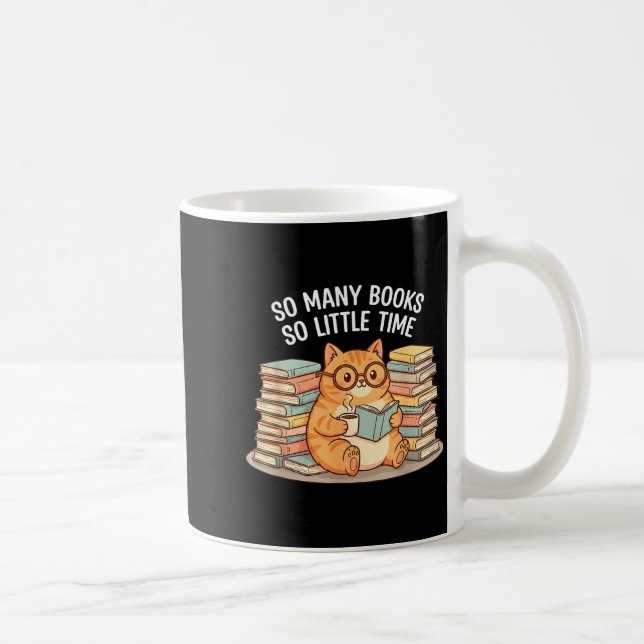 Caneca De Café So Many Books Little Time Cat With Coffee  (Direita)