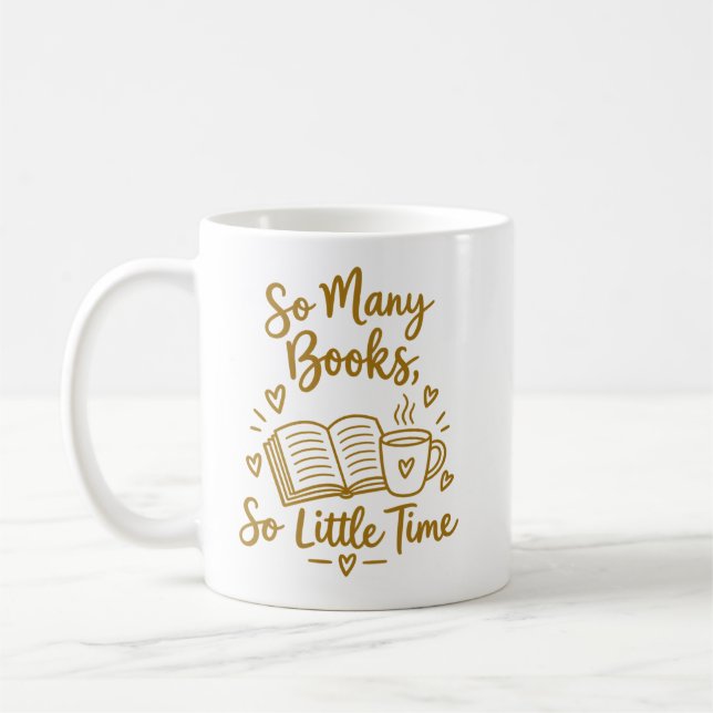 Caneca De Café So Many Books So Little Time Reader Gift (Esquerda)
