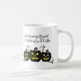 Caneca De Café "Só Me Tratando Com Café" Abóbora de Halloween
