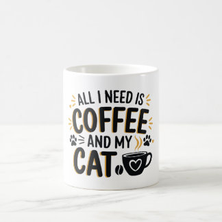 Caneca De Café Só preciso de café e meu gato