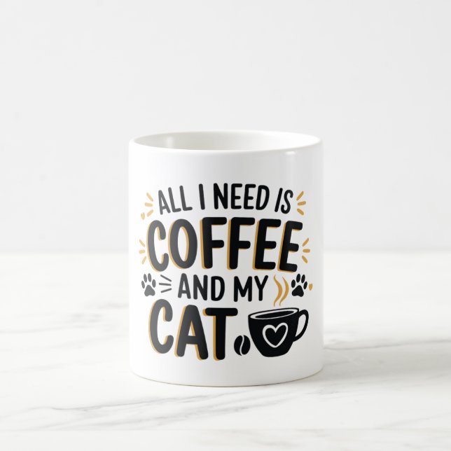 Caneca De Café Só preciso de café e meu gato (Centro)