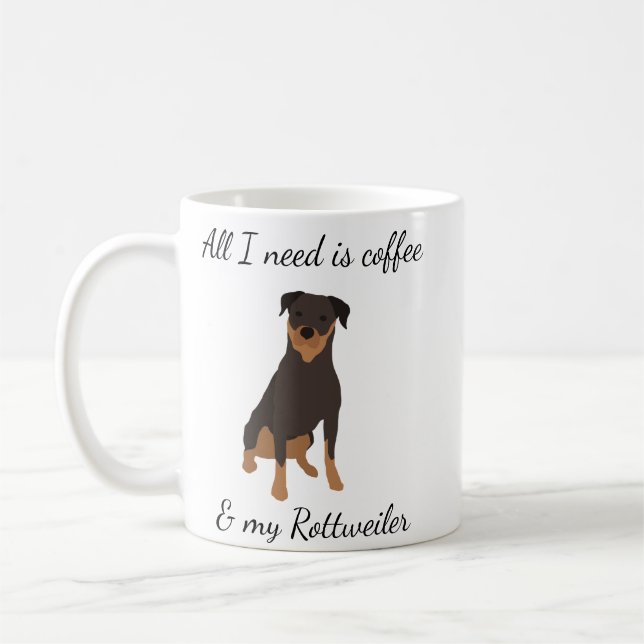 Caneca De Café Só preciso do café e do meu Rottweiler (Esquerda)