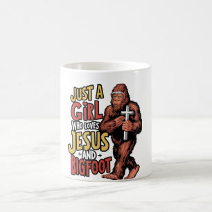 Caneca De Café Só uma garota que ama Jesus e Sasquatch Pé Grande