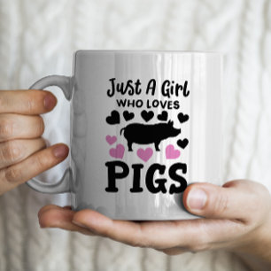Caneca De Café "Só uma garota que ama porcos", porco engraçado