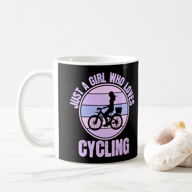 Caneca De Café Só uma garota que ama uma moça de bicicleta (Com Donut)