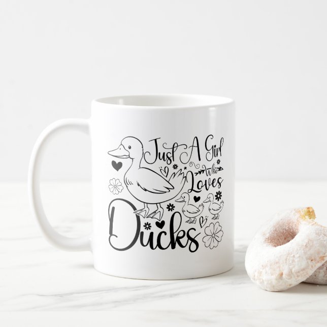 Caneca De Café Só Uma Menina Que Ama Patos Bonitos E Legal (Com Donut)