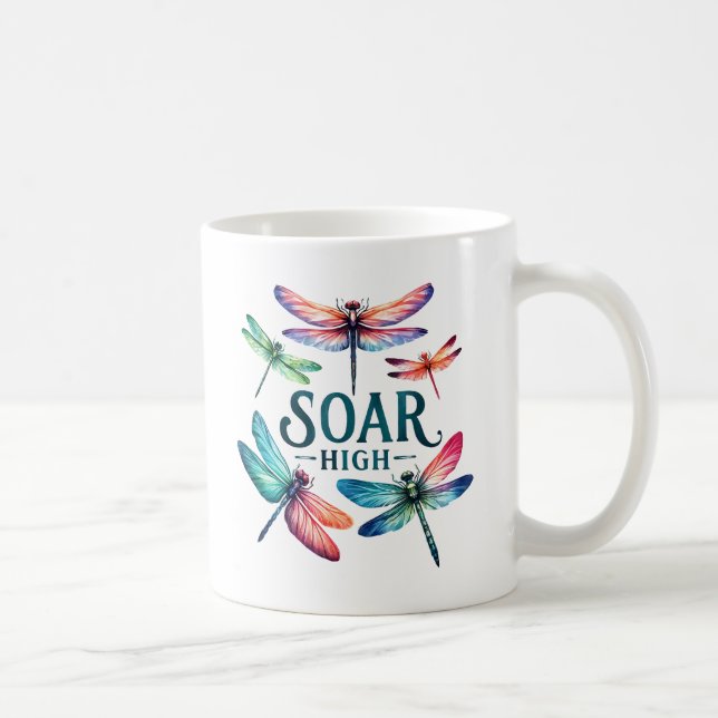 Caneca De Café Soar Alto - Dragonfly Colorida Inspirational (Direita)