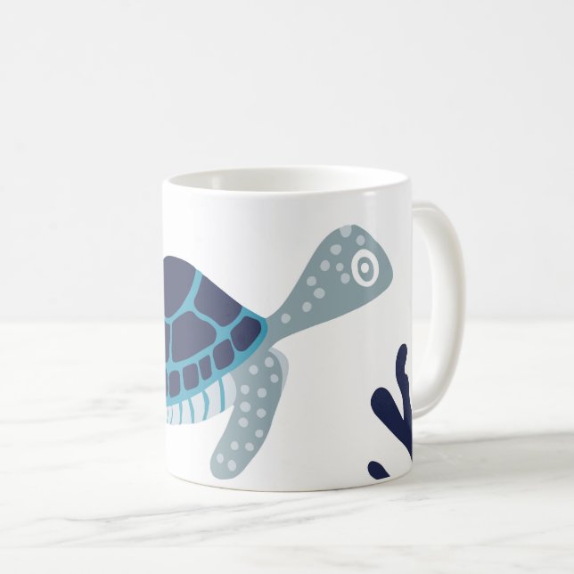 Caneca De Café Sob o Mar - Tartaruga do Mar (Frente Esquerda)
