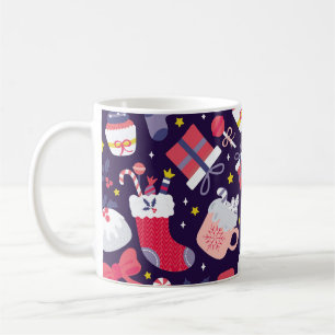 Caneca De Café Sobremesas de Natal, padrão antigo estrelado.