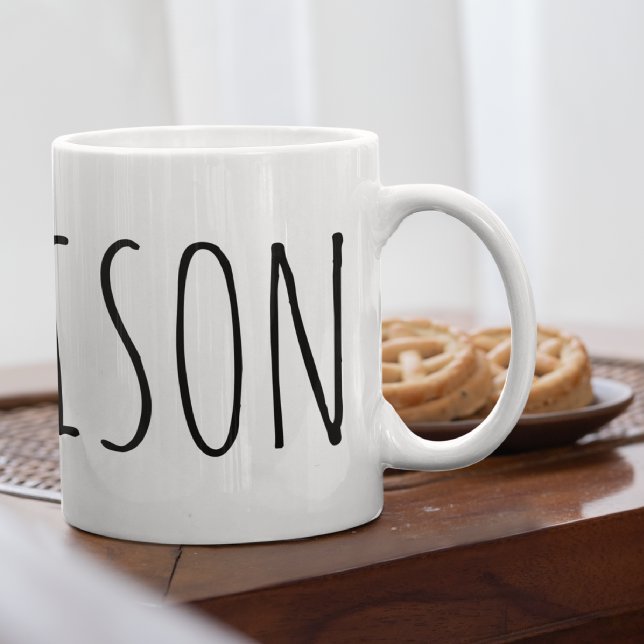 Caneca De Café Sobrenome, Efeito Caneta Marcador Preto e Branco (Criador carregado)