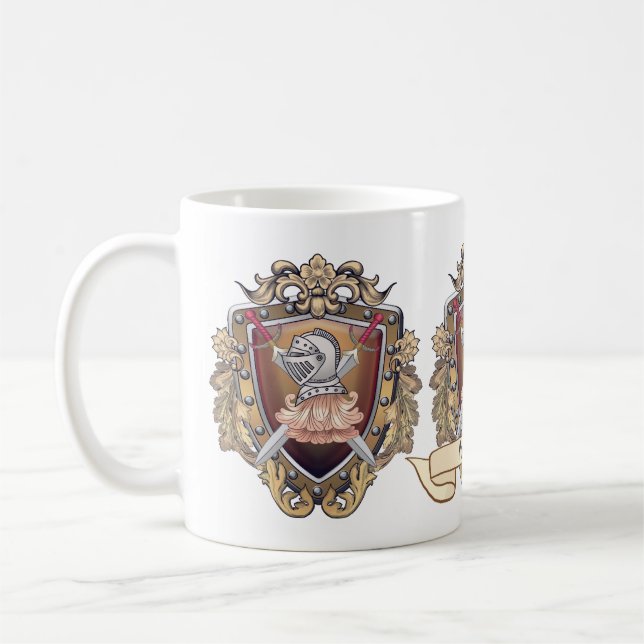 Caneca De Café Sobrenome Escudo Cavaleiro (Esquerda)