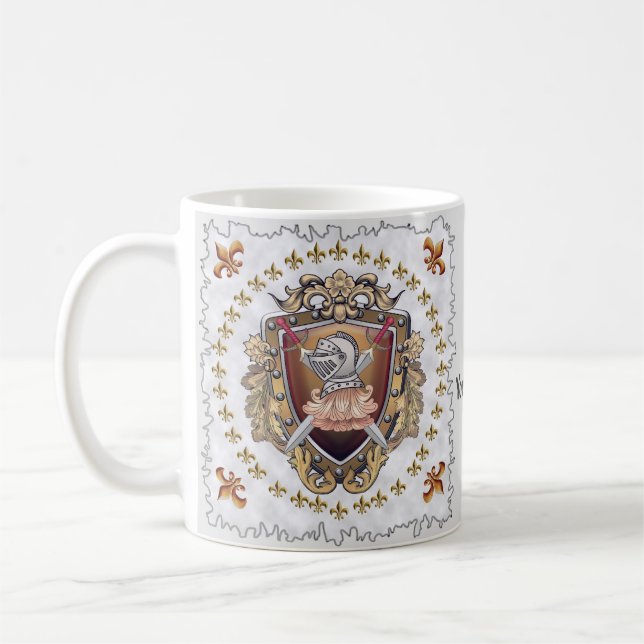 Caneca De Café Sobrenome Knight Shield (Esquerda)