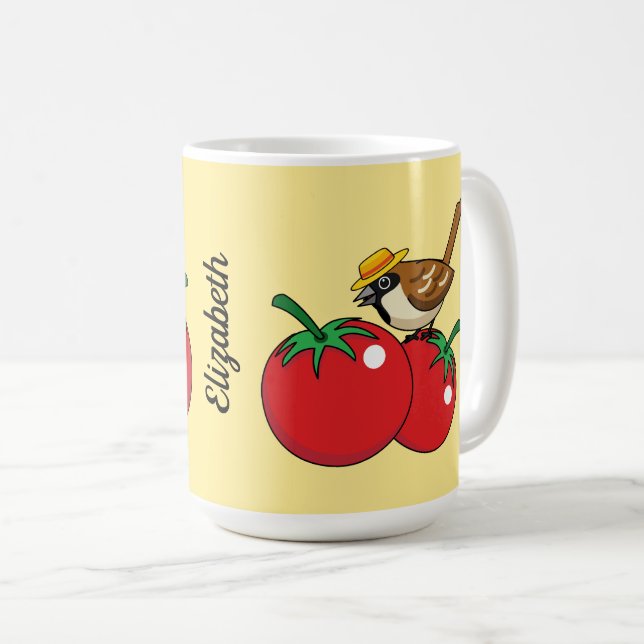 Caneca De Café Sobreposição Orgânica Comendo Tomate Vermelho | Ad (Frente Esquerda)