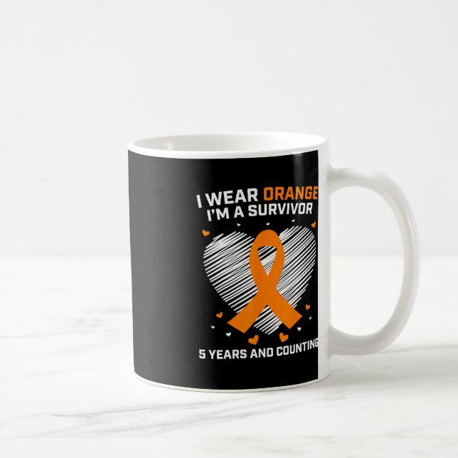 Caneca De Café Sobrevivência da Leucemia Laranja Presente 5 Anos  (Direita)