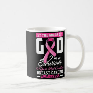 Caneca De Café Sobrevivente de 10 Anos de Câncer de Mama Pela Gra