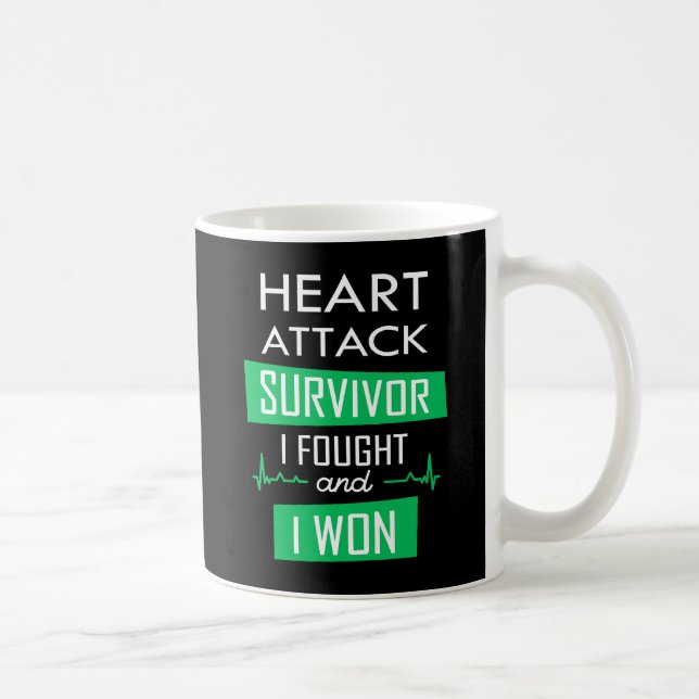 Caneca De Café Sobrevivente de ataque cardíaco, eu lutei e eu ven (Direita)
