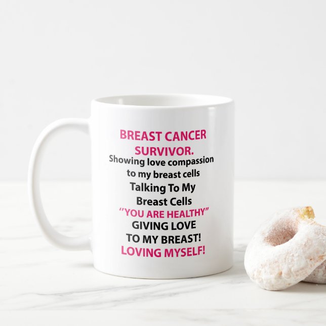 Caneca De Café Sobrevivente de Câncer de Mama (Com Donut)