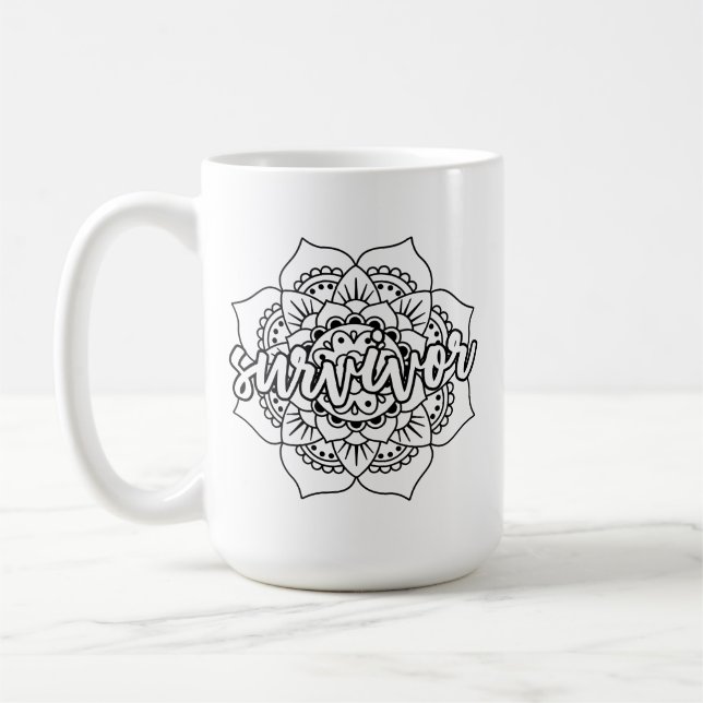 Caneca De Café Sobrevivente de câncer Mandala (Esquerda)