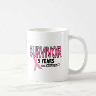 Caneca De Café SOBREVIVENTE do CANCRO DA MAMA 5 anos & contagens