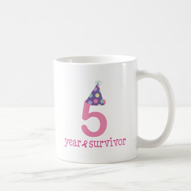 Caneca De Café Sobrevivente do cancro da mama de 5 anos (Direita)