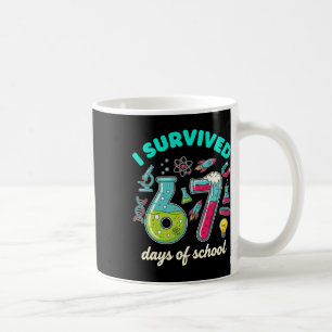 Caneca De Café Sobrevivi 67 Dias De Escola Engraçado 6 7 Professo