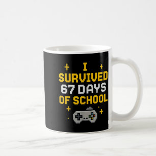 Caneca De Café Sobrevivi a 67 Dias de Aula Gamer Aluno Divertido