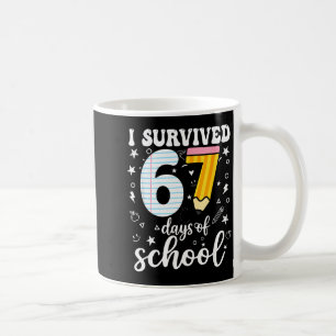 Caneca De Café Sobrevivi a 67 Dias de Aula Meme Divertido Profess